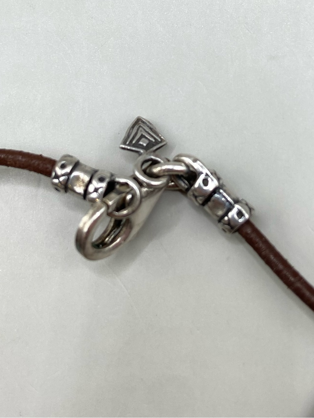 Silpada Brown Leather Necklace with Green Stone and Silver Teardrop Pendant - Picture 7 of 10